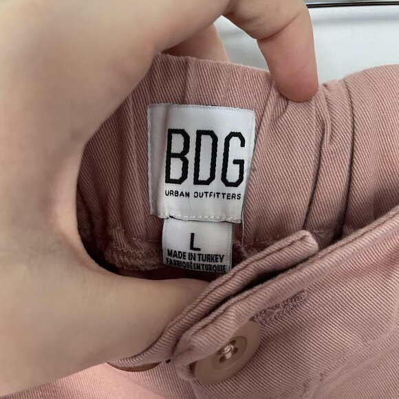BDG Urban Outfitters Womens Cargo Pants Elastic Cuffs Buttons size L Mauve Pink - Picture 5 of 9